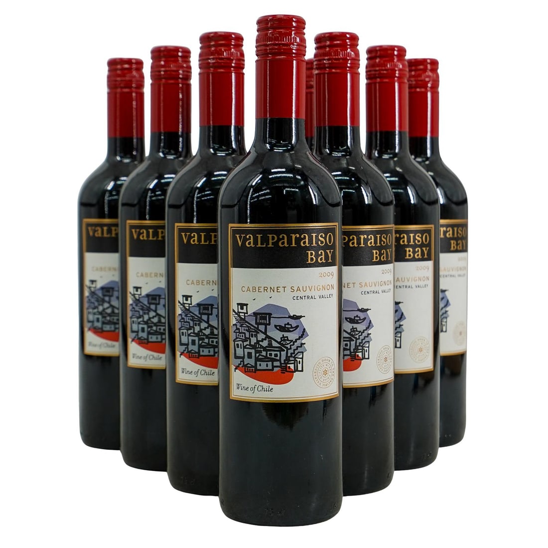 (10 Pc) Chile 2009 Valparaiso Bay Cabernet Sauvignon Wine Bottles: DESCRIPTION: (10 Pc) Chile 2009 Valparaiso Bay Cabernet Sauvignon White Wine Bottles. This set includes: (10 Pc) Ten Chile 2009 Valparaiso Bay Cabernet Sauvignon White Wine Bottles. 750 ml. CIRCA: 200