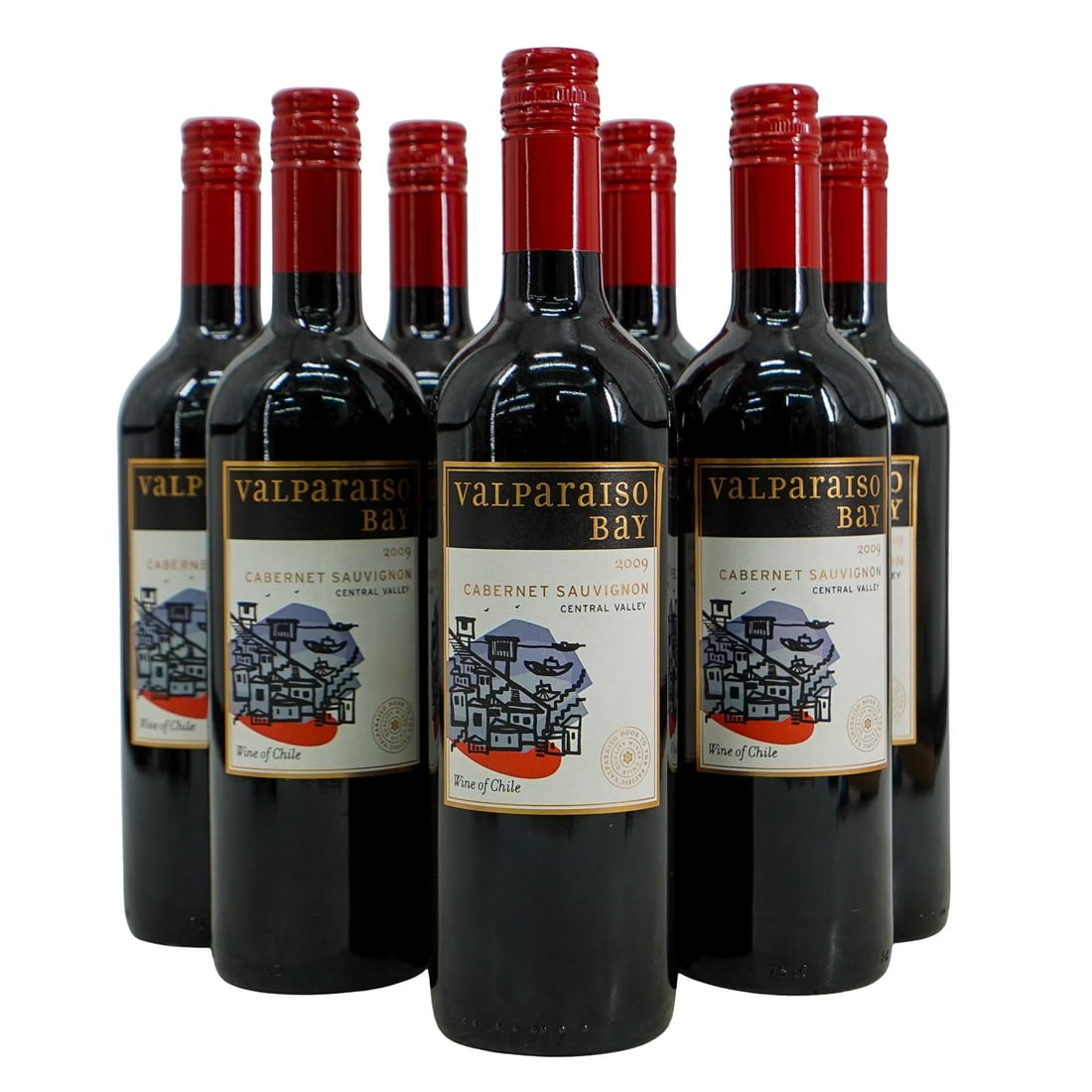 (8 Pc) Chile 2009 Valparaiso Bay Cabernet Sauvignon Wine Bottles: DESCRIPTION: (8 Pc) Chile 2009 Valparaiso Bay Cabernet Sauvignon Wine Bottles. This set includes: (8 Pc) Eight Chile 2009 Valparaiso Bay Cabernet Sauvignon Wine Bottles. 750 ml. CIRCA: 2009 ORIGIN: Ch