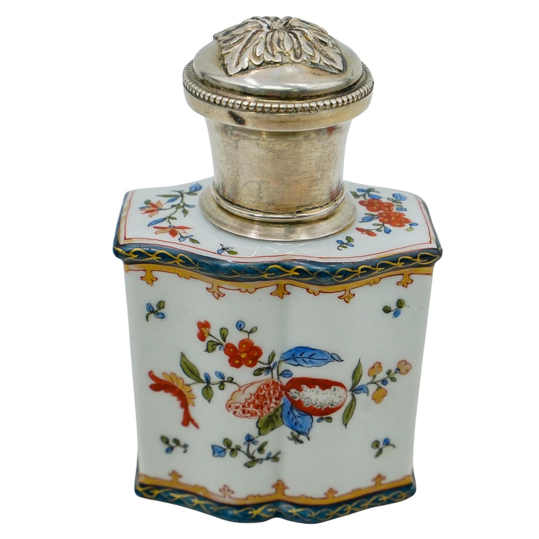 Antique French Edme Samson Porcelain & Sterling Silver Tea Caddy (1 of 7)