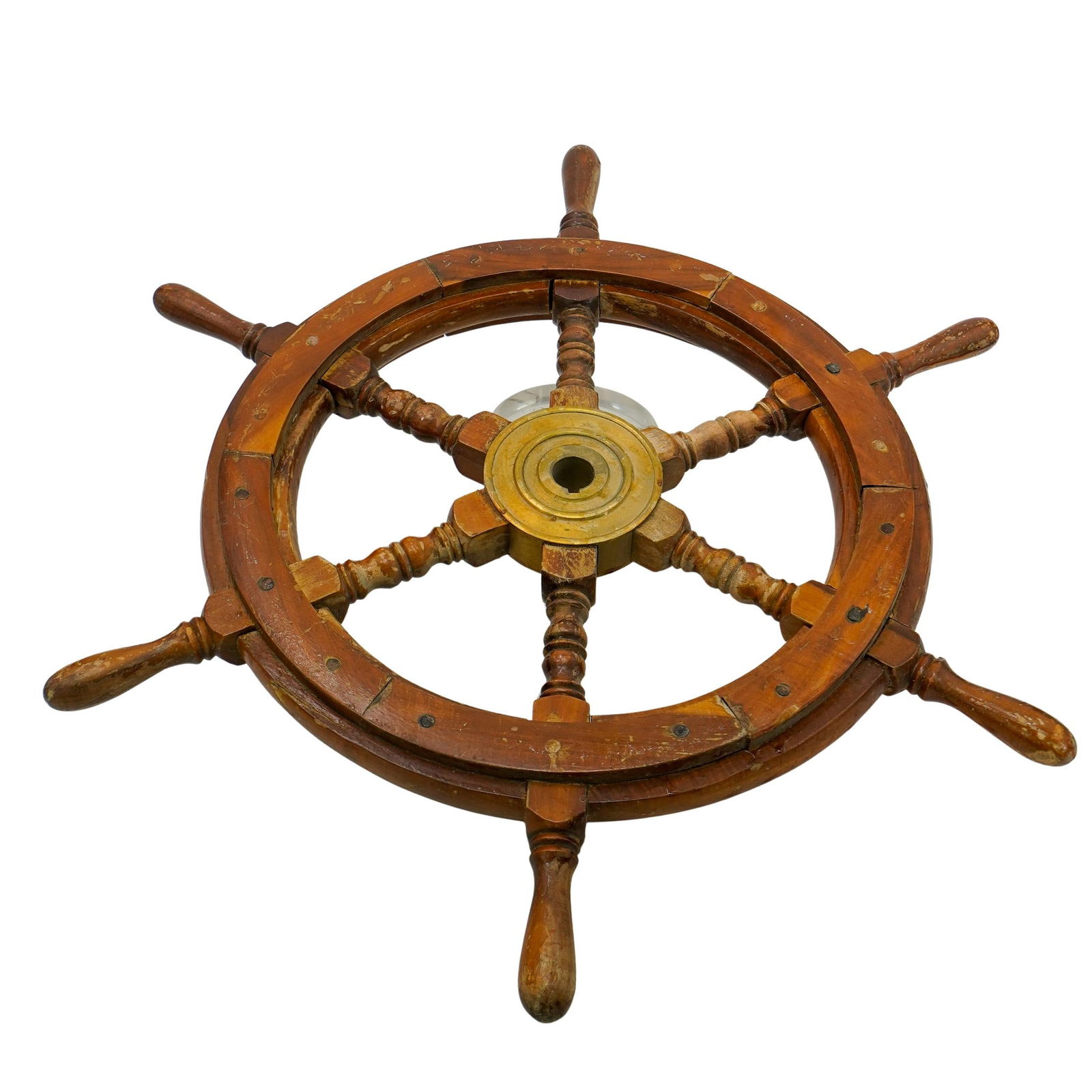 Brass and Teak Wood Sailing Ship's Wheel (1 of 7)