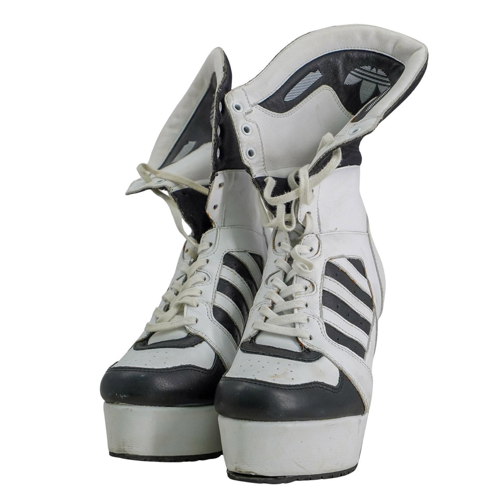 2 Pcs) Adidas X Jeremy Scott White Black Womens Platform Shoes