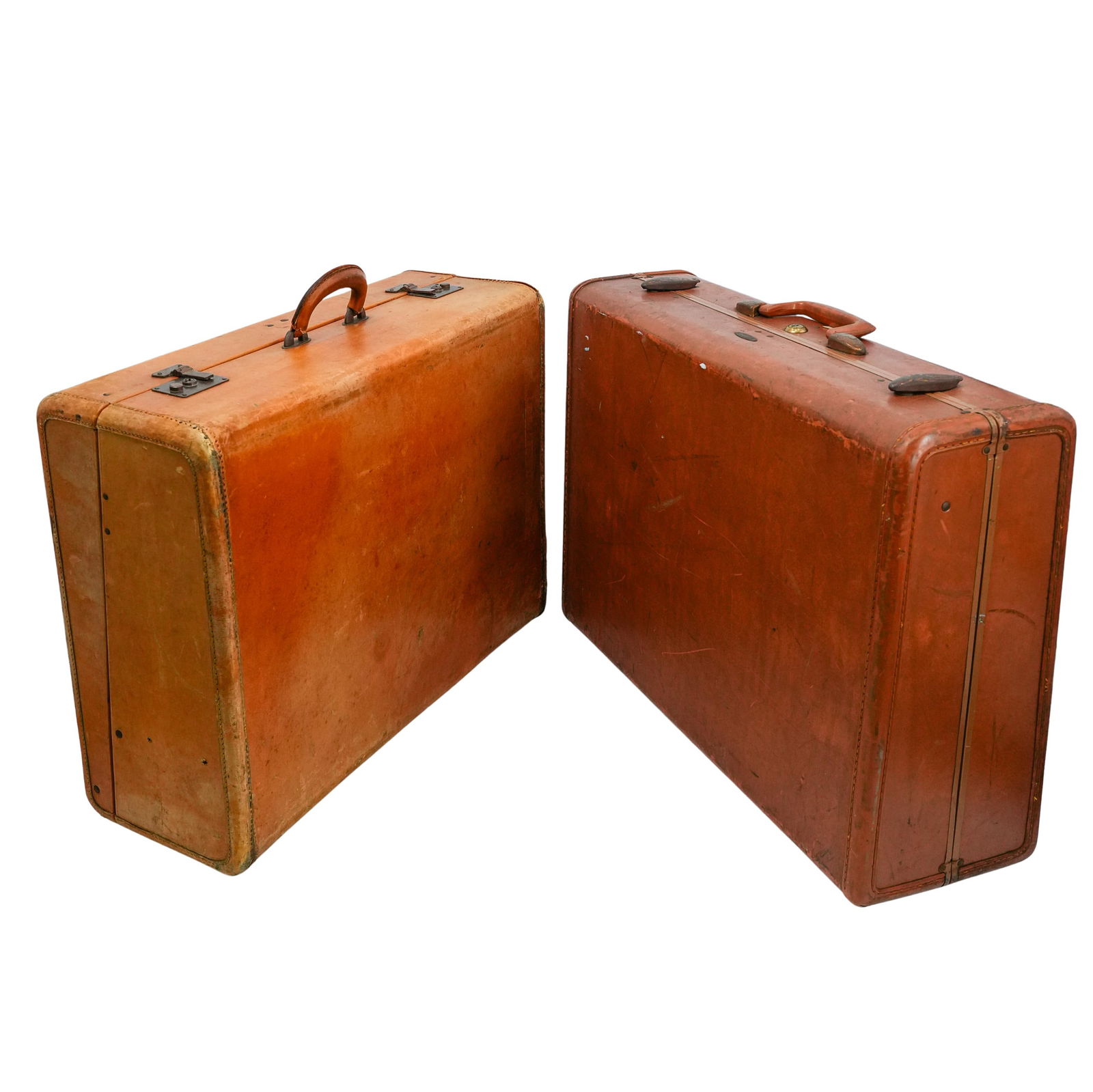 (2 Pc) Vintage 1930s American Samsonite Genuine Leather Suitcases (1 of 13)