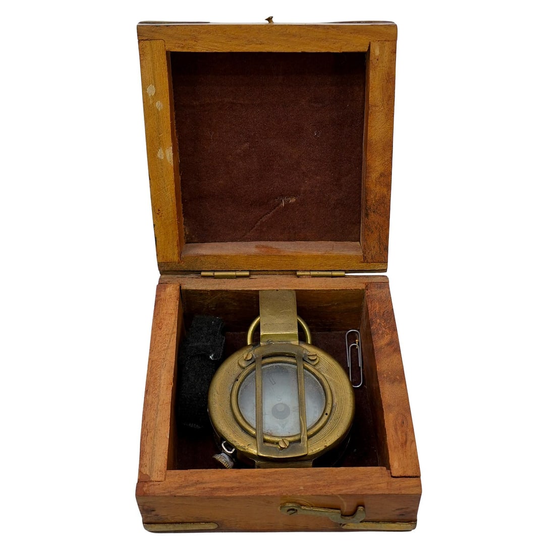 1940 Brass British Military Compass in Wooden Box (1 of 9)