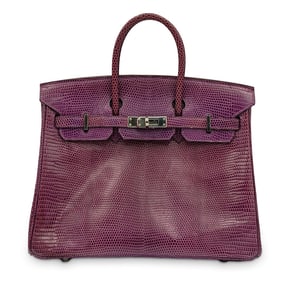 Hermes Birkin 25 Purple Lizard Handbag