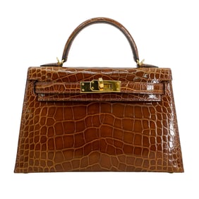 Hermes Mini Kelly II 20 Miel Shiny Alligator