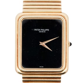 Rare Vintage Patek Philippe 18k Gold and Onyx Watch