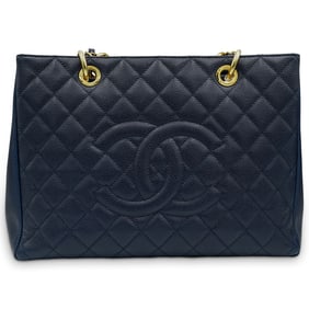 Chanel Large Navy Caviar Leather Tote
