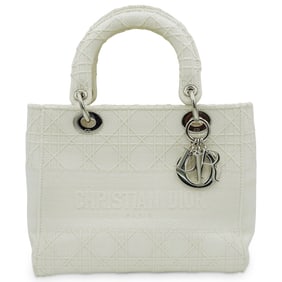 Christian Dior Off White 'Lady D Lite' Cannage Handbag
