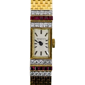 Vintage Tiffany & Co. 18k Gold, Diamond and Ruby Watch