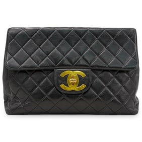 Chanel Lambskin Quilted XL Jumbo Single Flap Black