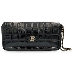 Chanel Patent East West Chocolate Bar Flap Bag