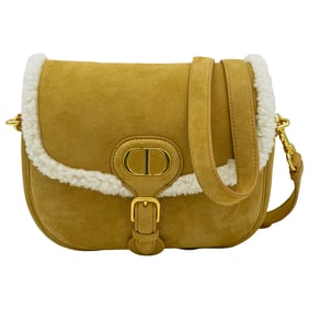 Christian Dior Suede Shearling Medium Bobby Flap