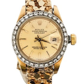 Rolex 18k Gold Datejust Gold Nugget Ladies Watch