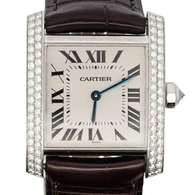Cartier 18k White Gold & Diamond Tank Francaise Ladies Watch