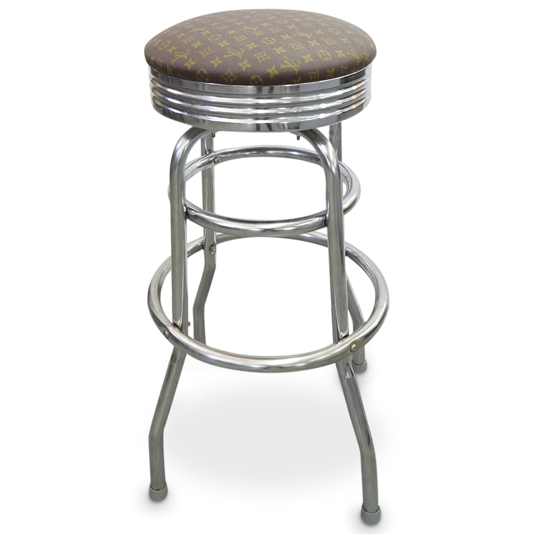 Louis Vuitton Monogram Chrome Swivel Barstool (1 of 5)
