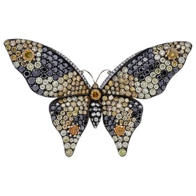 Signed Van Cleef & Arpels 18k Gold & Diamond Butterfly Brooch