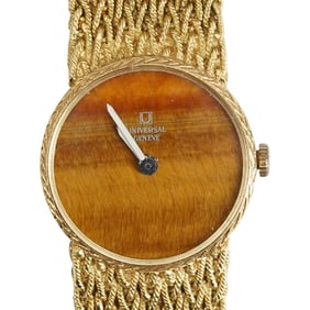Universal Geneve 18K Yellow Gold & Tigers Eye Ladies Watch