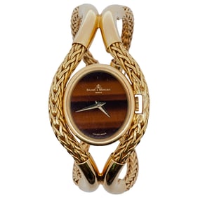 Baume Mercier 18k Gold and Tiger Eye Ladies Watch