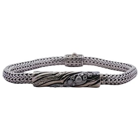 John Hardy Lahar Sterling Silver & Diamond Station Bracelet