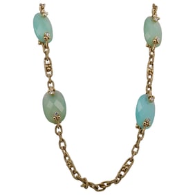 Judith Ripka 18k Gold & Green and Blue Chalcedony Necklace