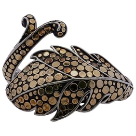 John Hardy Sterling Silver & 18k Feather Bangle