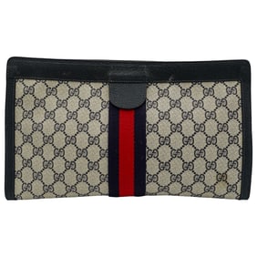 Gucci Supreme Sherry Line Navy Red Clutch
