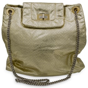 Chanel Metallic Crackled Perforated Drill Shoulder Bag