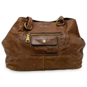 Prada Brown Leather Tote Bag