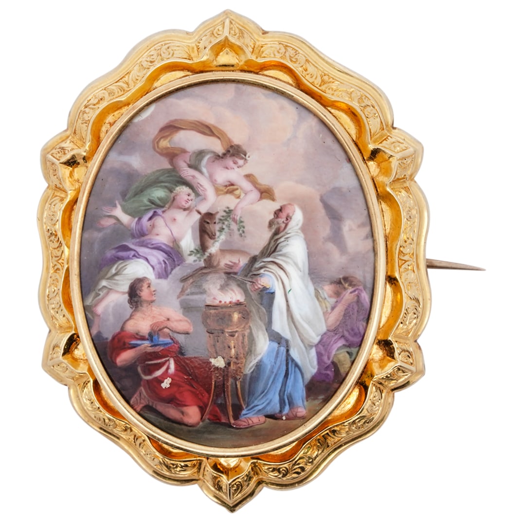 Antique 18k Yellow Gold & Porcelain Brooch (1 of 6)