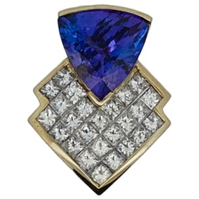 18k Gold Tanzanite and Diamond Pendant