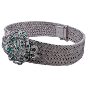 18k White Gold and Emerald Bracelet
