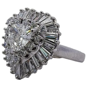 Platinum & Diamond Mechanical Heart Shaped Ring
