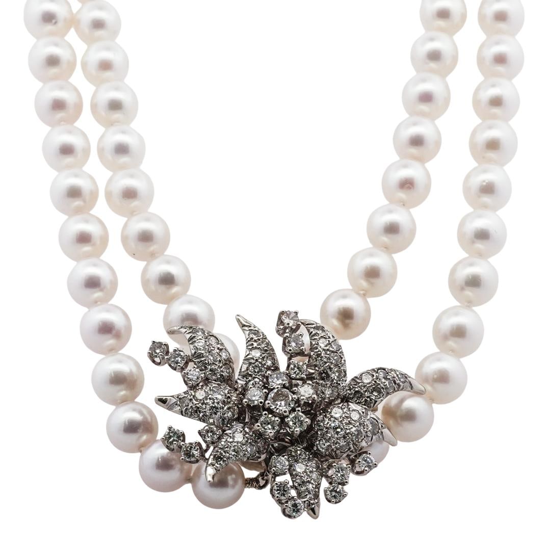 18k White Gold, Diamond, and Pearl Convertible Necklace (1 of 5)