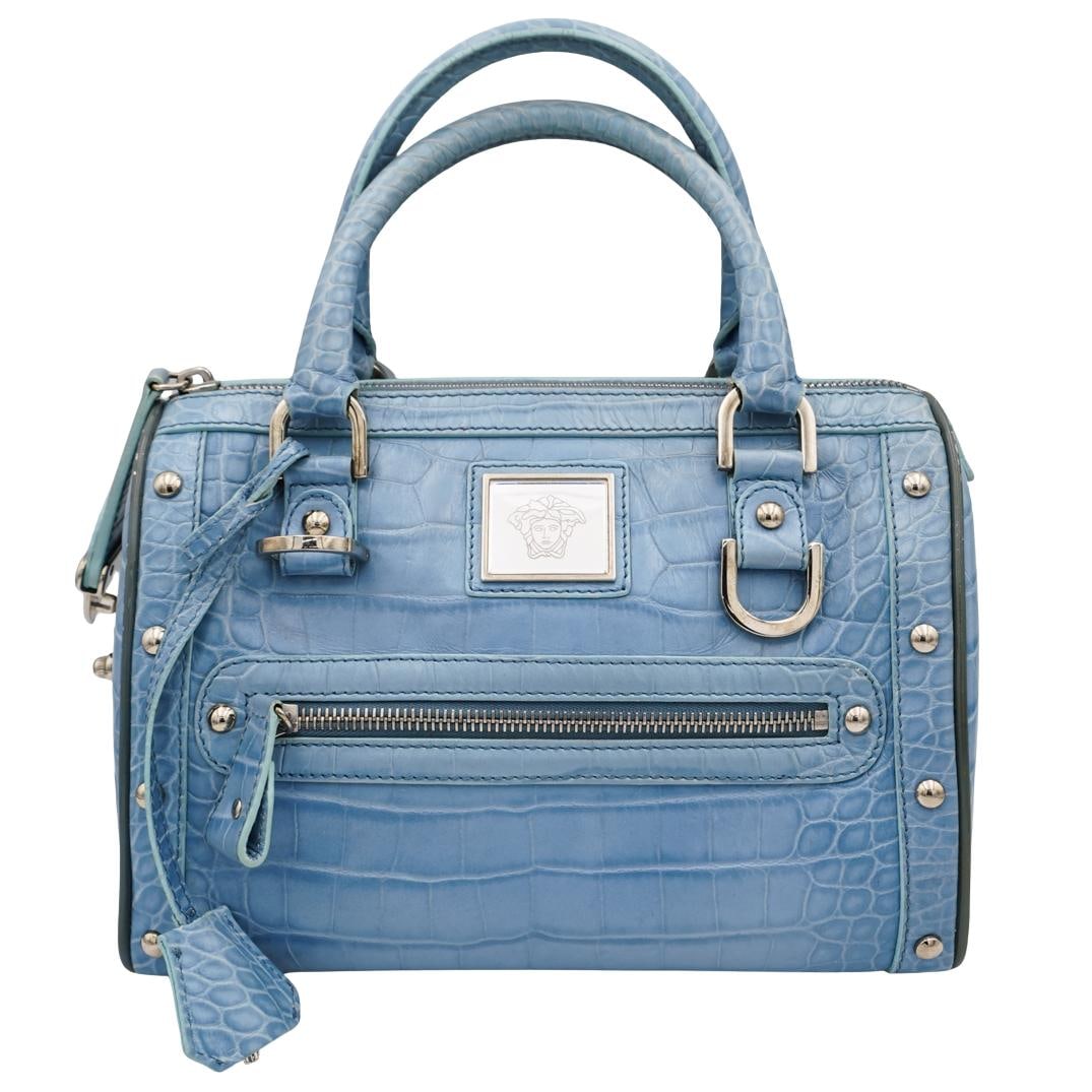 Versace Leather Blue Crocodile Bag (1 of 8)