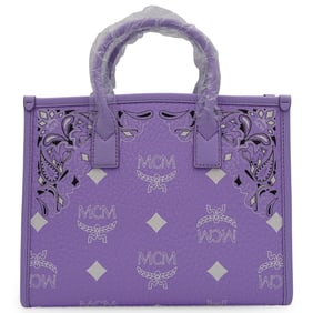 MCM Top Handle Shoulder Bag In Purple Paisley