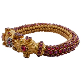Indian 22k Gold and Ruby Bracelet