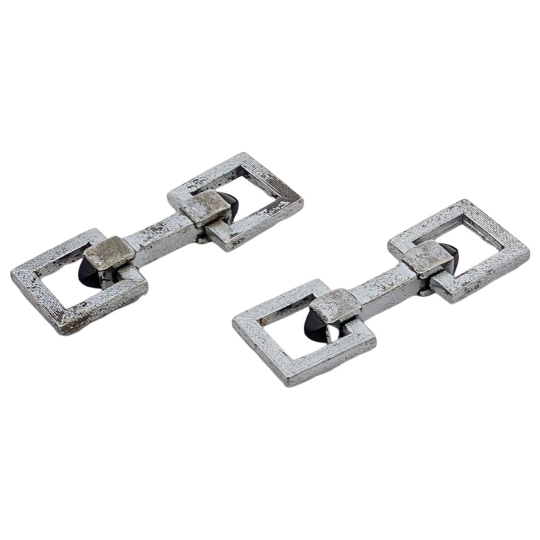 Pair Art Deco Sterling Silver Cufflinks (1 of 3)