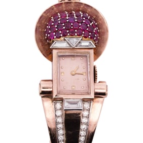 Blancpain 14k Yellow Gold Diamond & Ruby Ladies Watch