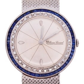 Vintage Lucien Piccard 14k Gold Diamond and Sapphire Watch