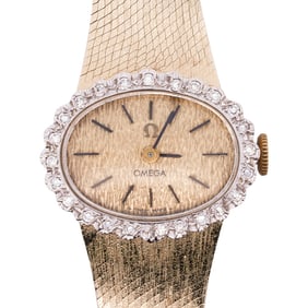 Vintage Omega 14k Gold and Diamond Watch