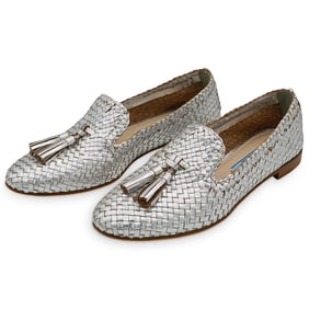 Prada 'Calzature Donna' Silver Loafers (36 1/2)