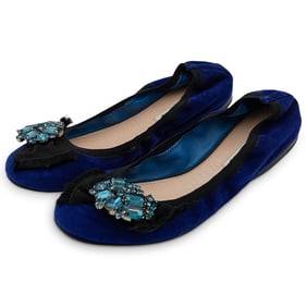 Miu Miu 'Calzature Donna' 'Camoscio' Suede Navy Flats (36 1/2)