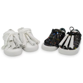 (2 Pairs) Loeffler Randall White & Black Splatter Sneakers (Size 7)