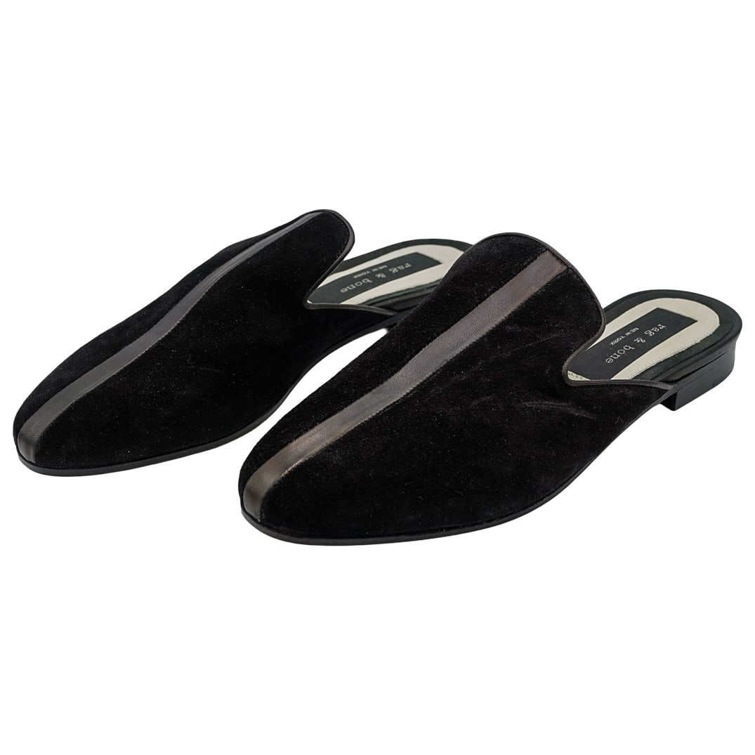 Rag & Bone Ladies Black Suede 'Savoy' Loafers (36 1/2): DESCRIPTION: Rag & Bone Ladies Black Suede 'Savoy' Loafers (Size: 36 1/2) Includes original box. CIRCA: 20th Cent. ORIGIN: Italy DIMENSIONS: (Size: 36 1/2) CONDITION: Great overall condition Unless ot