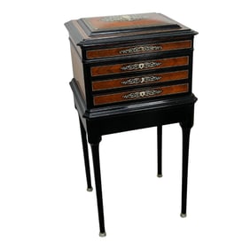 Antique French Marquetry Inlaid Jewelry Cabinet