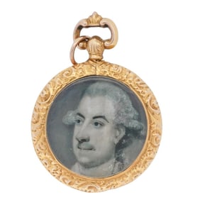 Antique Georgian 14k Gold Miniature Portrait Pendant