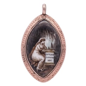 Georgian 9k Gold Mourning Pendant
