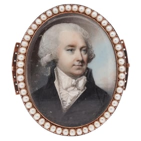Antique 18k Gold Miniature Portrait Brooch