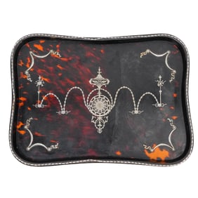 Edwardian Carved Shell & Silver Overlay Tray