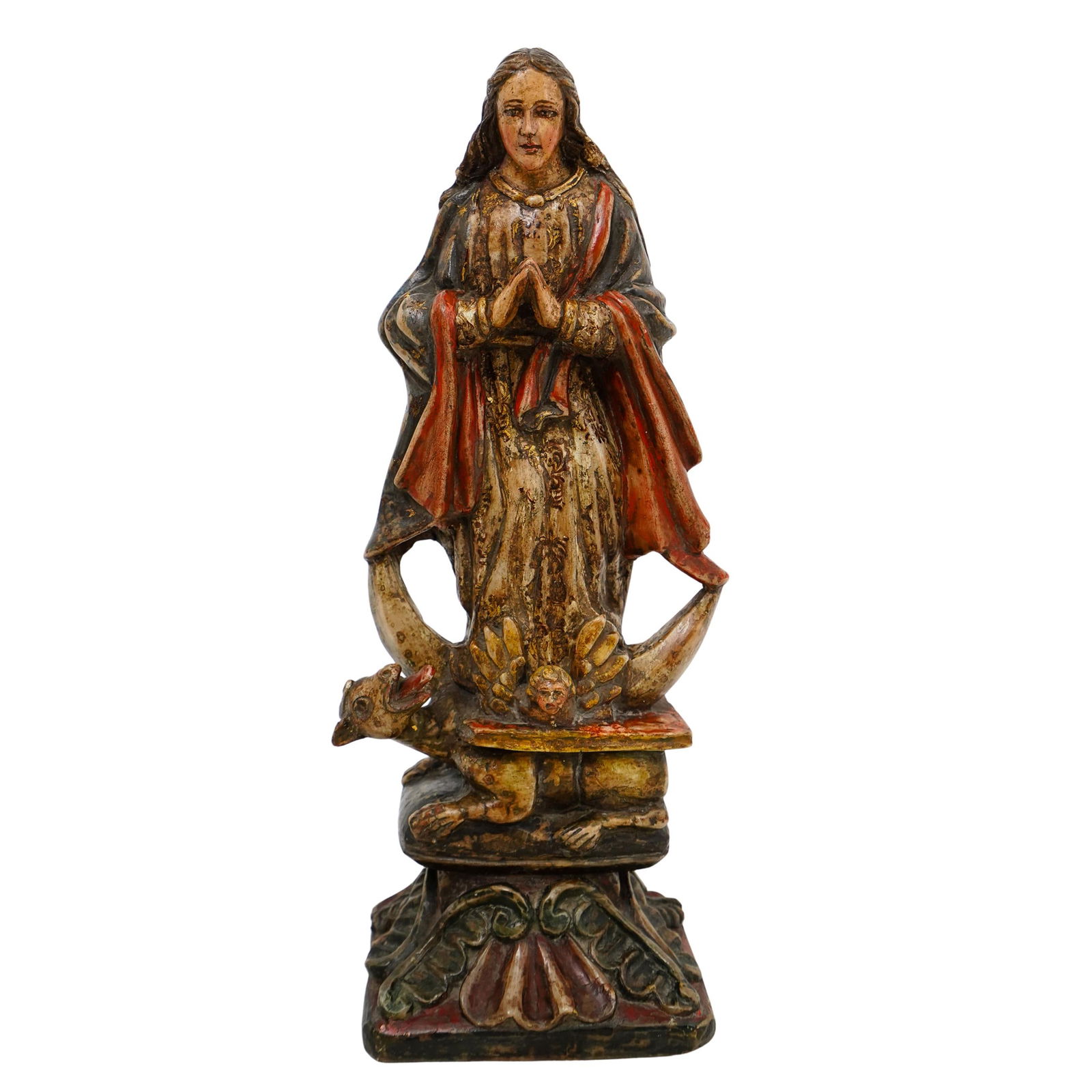 Antique Spanish Colonial Alabaster Virgin Mary Icon (1 of 7)